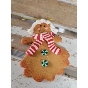 Red scarf Gingerbread girl peppermint ornament cookie Xmas tree